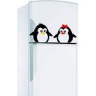 Adesivo De Geladeira Casal De Pinguim Filhotes-m 32x12cm