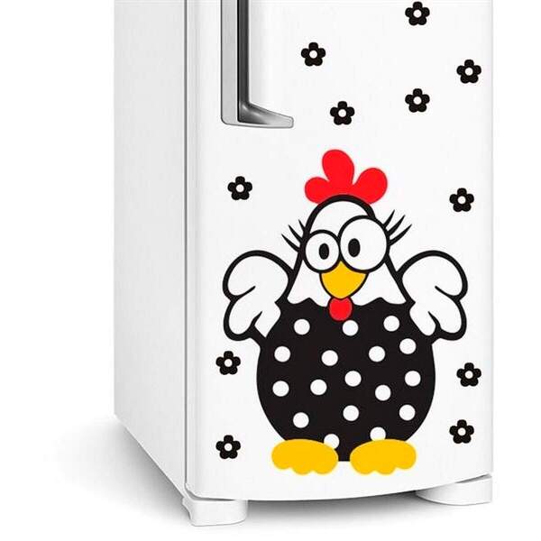 Adesivo De Geladeira Galinha Flores-p 35x40cm