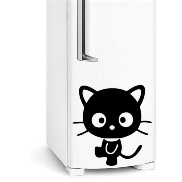 Adesivo De Geladeira Gatinho Preto-g 60x60cm