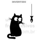 Adesivo De Geladeira Gato Olhando Para Peixe-m 40x55cm