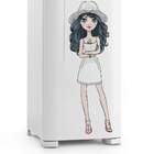 Adesivo De Geladeira Menina Chapéu-g 50x150cm