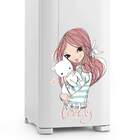 Adesivo De Geladeira Menina Gatinho-g 65x115cm