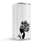 Adesivo De Geladeira Mulher Cabelo De Flores-p 40x50cm