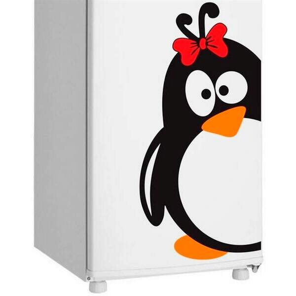 Adesivo De Geladeira Pinguim De Laço 4-p 25x50cm