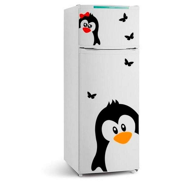 Adesivo De Geladeira Pinguim Moicano E Filhotinha-m 48x79cm