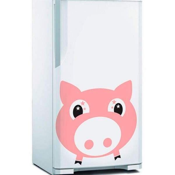 Adesivo De Geladeira Porco Porquinho Rosa-m 37x37cm