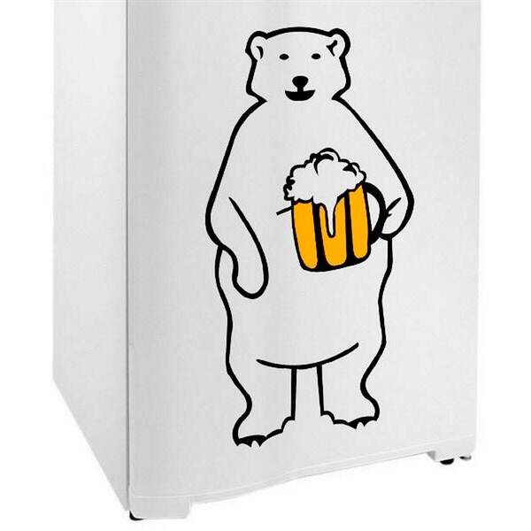 Adesivo De Geladeira Urso Polar Cerveja-g 50x102cm
