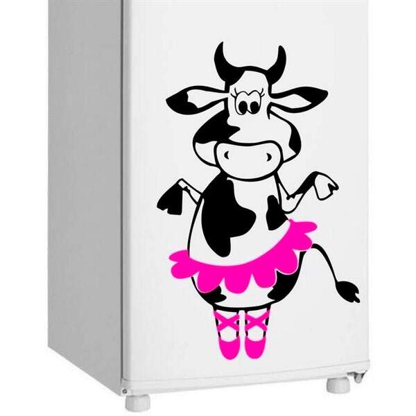Adesivo De Geladeira Vaquinha Bailarina-g 50x85cm
