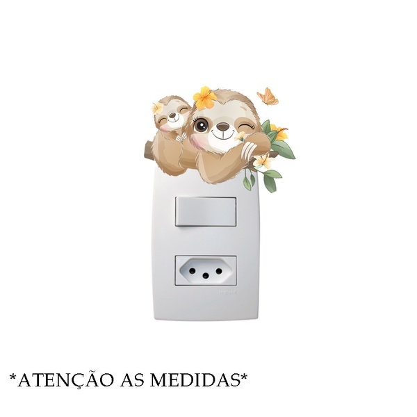 Adesivo De Interruptor Bicho-preguiça Mod 02 *atenção As Medi