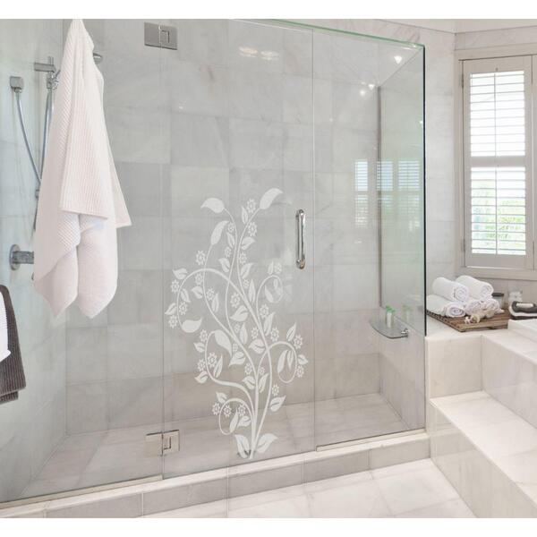 Adesivo De Jateado Floral Para Box Banheiro Vidro Janela