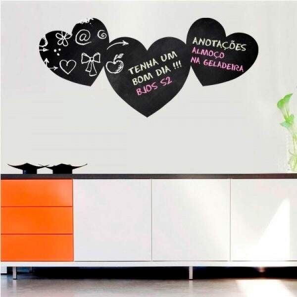Adesivo De Lousa Para Parede Coracões-m 109x50cm