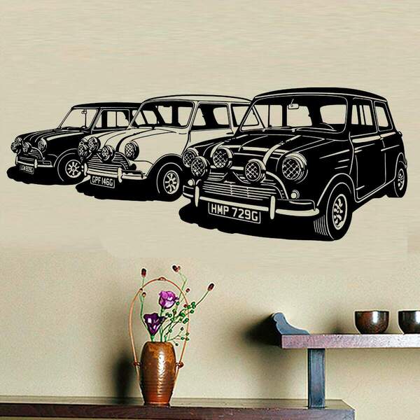 Adesivo De Parede 3 Carros Antigos-es 225x98cm