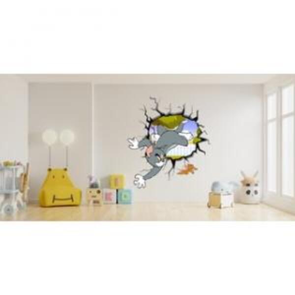 Adesivo De Parede 3d Tom E Jerry Medidas:70 X 70 Cm
