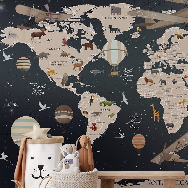 Adesivo De Parede Adesivo Personalizado Mapa Mundi Infantil