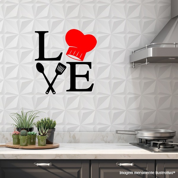 Adesivo De Parede Amo Cozinhar  60 X 60 Cm