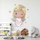 Adesivo De Parede Anjinha Com Estrelas-p 55x38cm