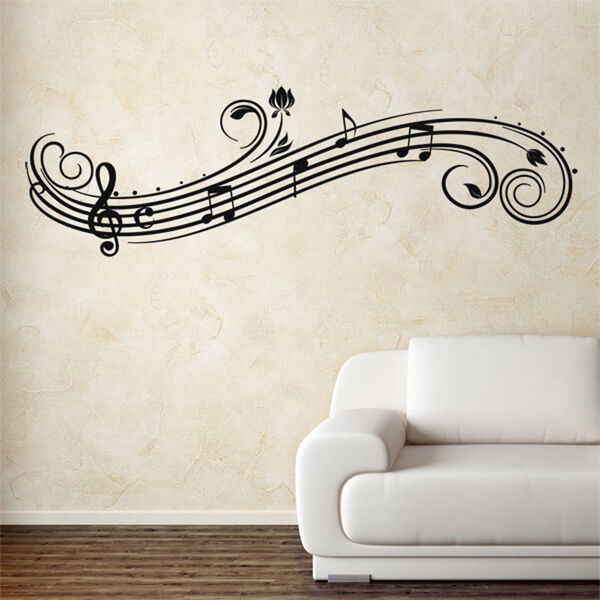 Adesivo De Parede - Arabesco Floral Musical - 009flp