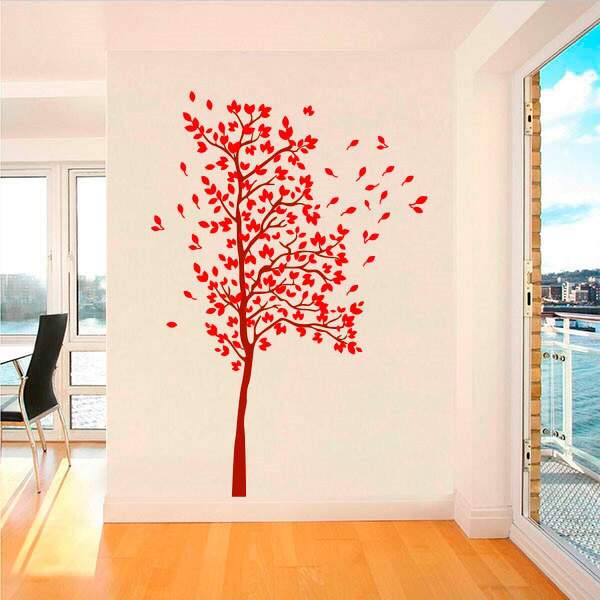 Adesivo De Parede Arvore Com Folhas Delicadas-es 85x180cm