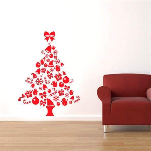 Adesivo De Parede Árvore De Natal Enfeites-g 48x65cm