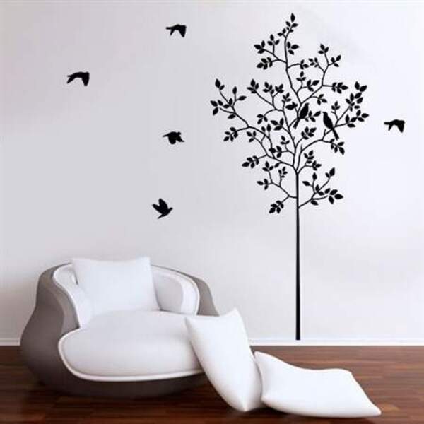 Adesivo De Parede Arvore, Galhos E Pássaros-m 75x150cm