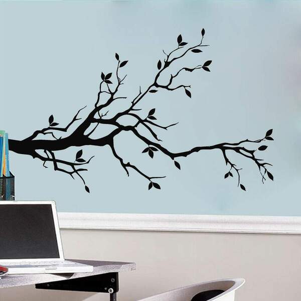 Adesivo De Parede Árvore Galhos Poucas Folhas-g 160x98cm