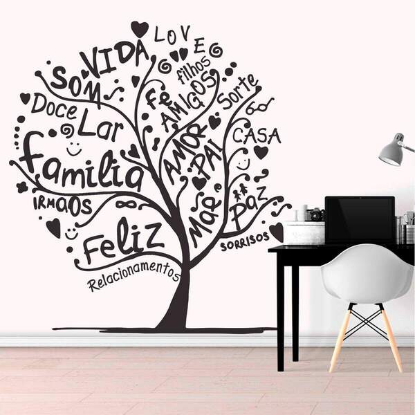 Adesivo De Parede Árvore Palavras-p 58x58cm