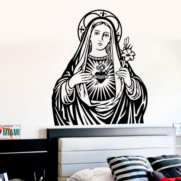 Adesivo De Parede Ave Maria Sagrado Coração-eg 80x90cm
