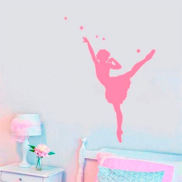 Adesivo De Parede Bailarina Rosa 3-m 50x70cm
