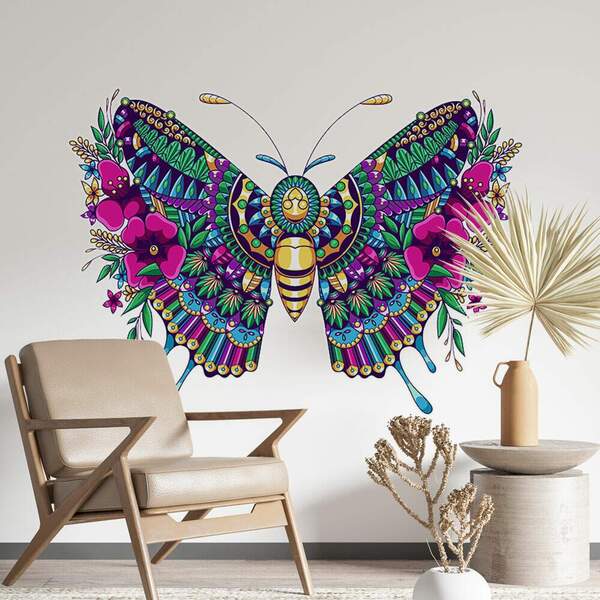 Adesivo De Parede Borboleta Mandala-g 65x92cm