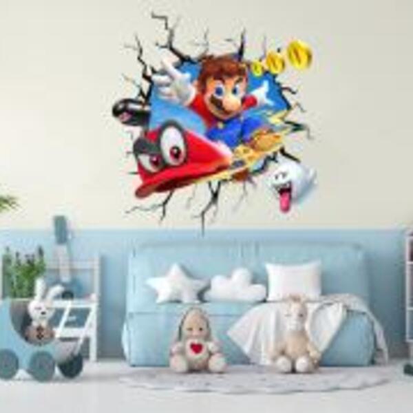 Adesivo De Parede Buraco 3d Super Mario Mod03 Medida:40 X 43