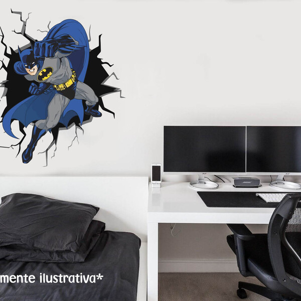 Adesivo De Parede Buraco Falso Batman Medida: 53 X 60 Cm
