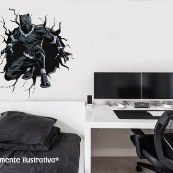 Adesivo De Parede Buraco Falso Pantera Negra Medida: 53 X 60