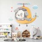 Adesivo De Parede Cachorrinho No Helicóptero-es 100x99cm