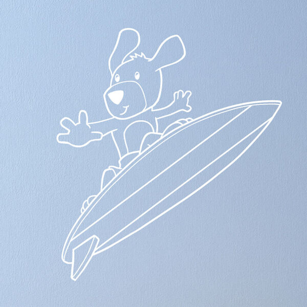 Adesivo De Parede - Cachorro Surfista - 003inp