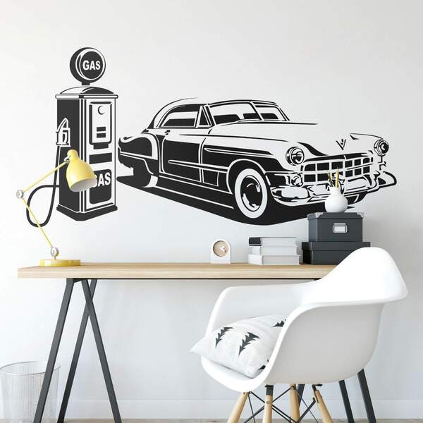 Adesivo De Parede Carro Abastecendo-eg 200x98cm