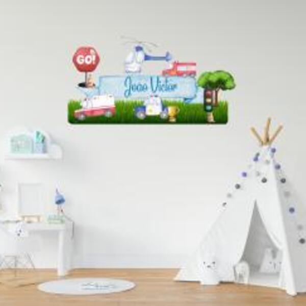 Adesivo De Parede Carros E Sinalizações Mod01 Medida:60 X 36