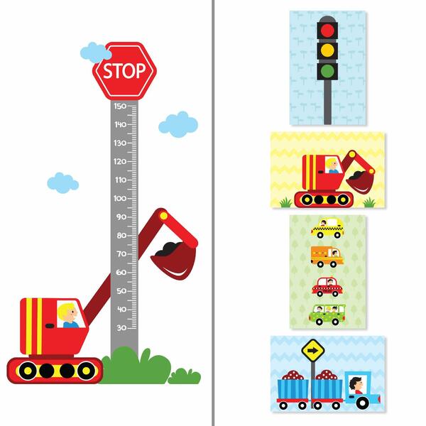 Adesivo De Parede Carros Na Cidade Regua E Placas Decorativas