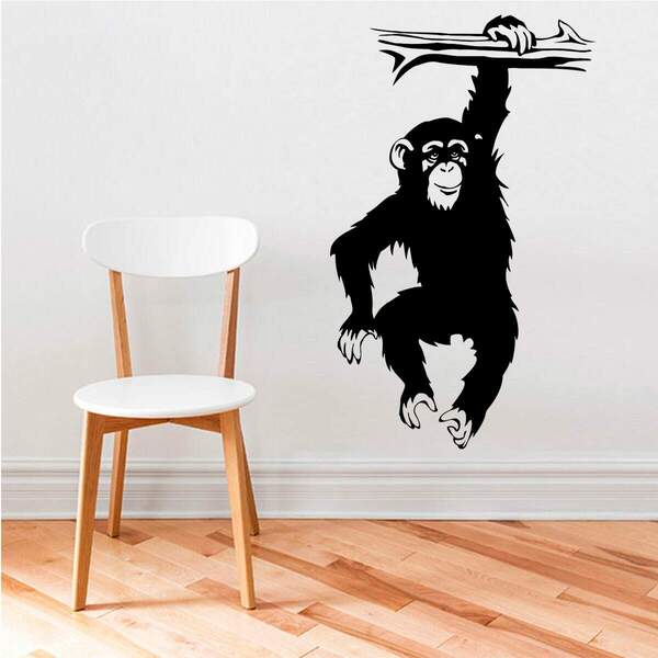 Adesivo De Parede Chimpanzé No Galho-g 58x94cm