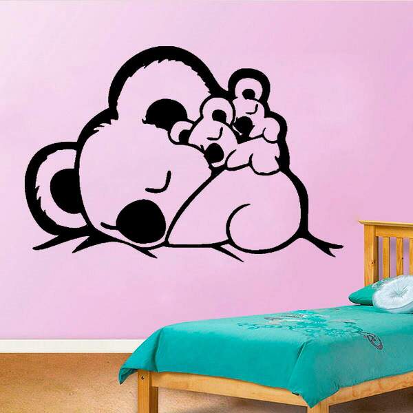 Adesivo De Parede Coala E Filhotes-eg 85x58cm