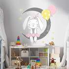 Adesivo De Parede Coelhinha Sentada Na Lua-eg 85x82cm