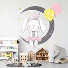 Adesivo De Parede Coelhinha Sentada Na Lua-eg 85x82cm
