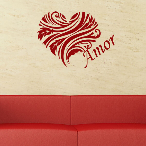 Adesivo De Parede - Coração Floral  Amor - 002rmg