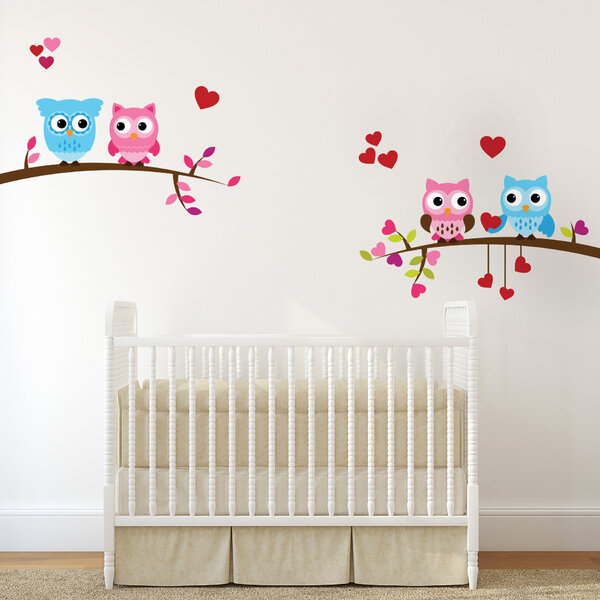 Adesivo de Parede Corujas e Corações