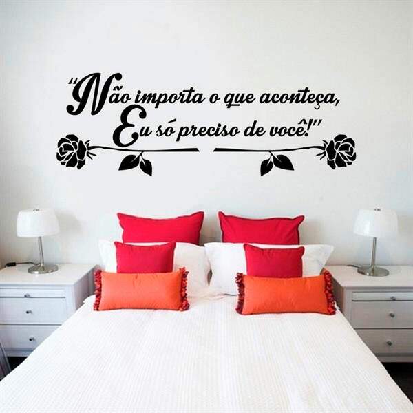 Adesivo De Parede De Cabeceira Frase Romântica -eg 175x60cm