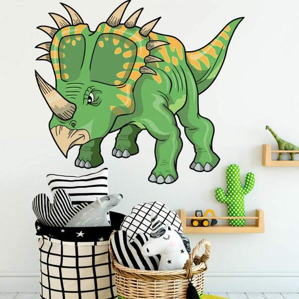 Adesivo De Parede De Dinossauro Tricerátops-eg 75x91cm