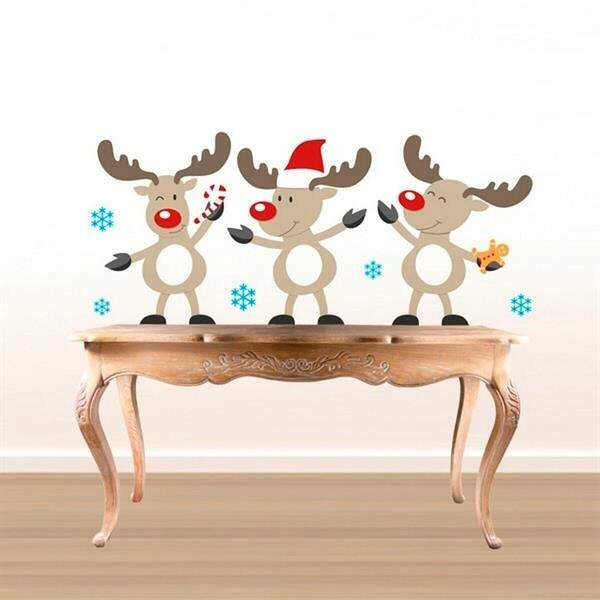 Adesivo De Parede Decorativo Alces De Natal-m 80x35cm
