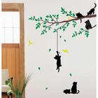 Adesivo De Parede Decorativo Gatos Brincando Na Arvore