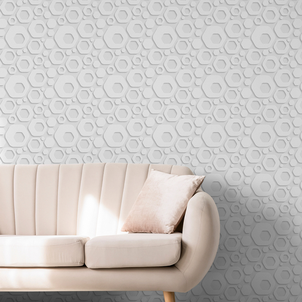 Adesivo De Parede Decorativo Geométrico Hexágono 3d Branco