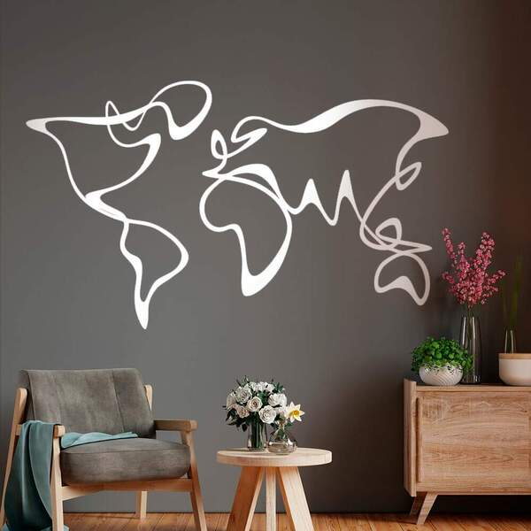 Adesivo De Parede Decorativo Mapa-múndi Abstrato-m 98x58cm