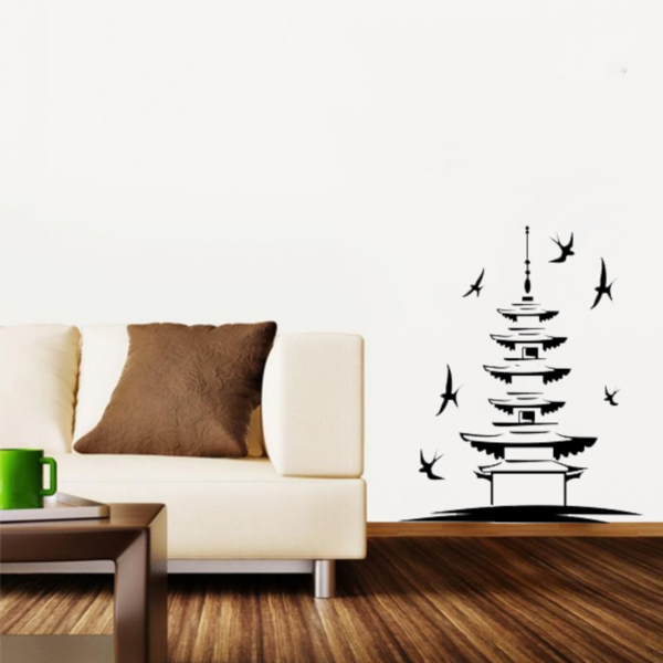 Adesivo De Parede Decorativo Sala Edifício Japonês